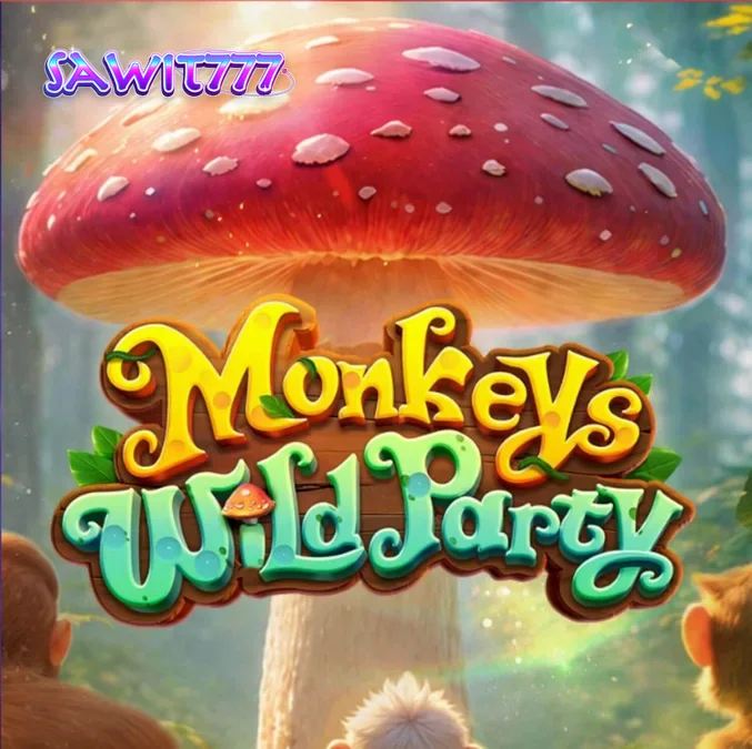 Tampilan visual slot Monkeys Wild Party dengan tema hutan neon